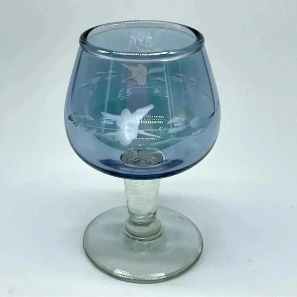 Vintage Iridescent Blue Flash Etched Cordial Glass 2.75" Tall - Very HTF! - Picture 2 of 2